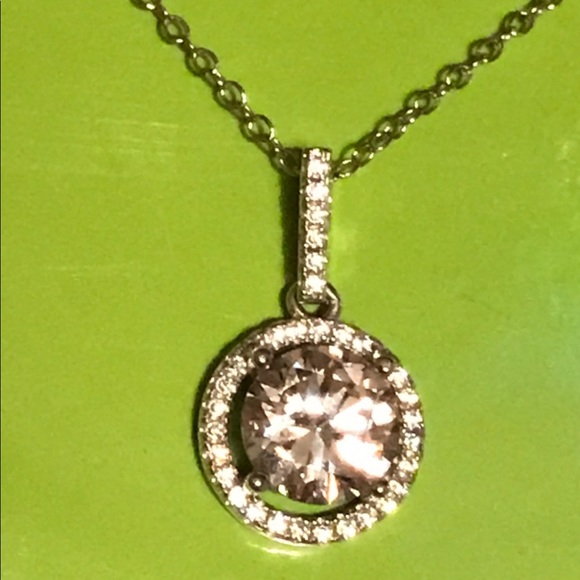 Silver Plated Charm Crystal CZ Necklace - Picture 4 of 8